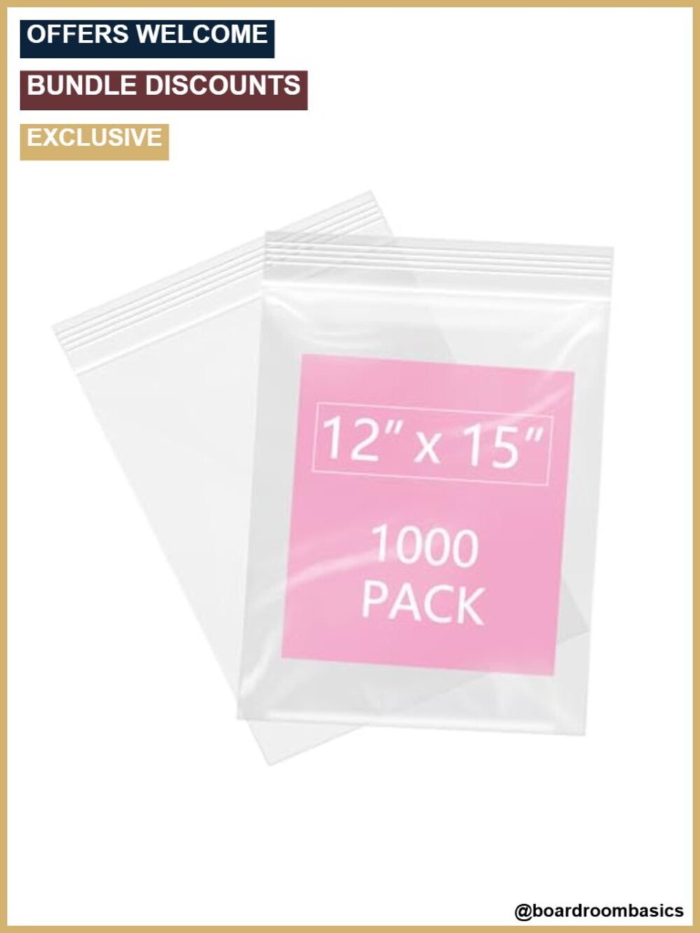 1000 Pack 12x15 Clear Zip Poly Bags for Clothing Storage
